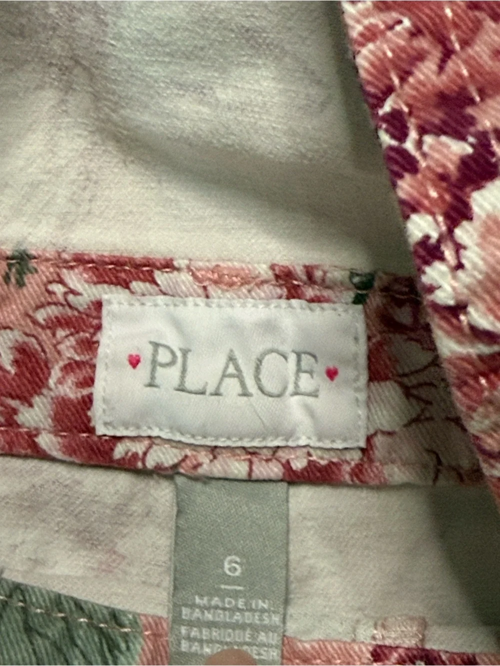 The Children’s Place pink denim overalls girls size 6 pastel floral jeans school